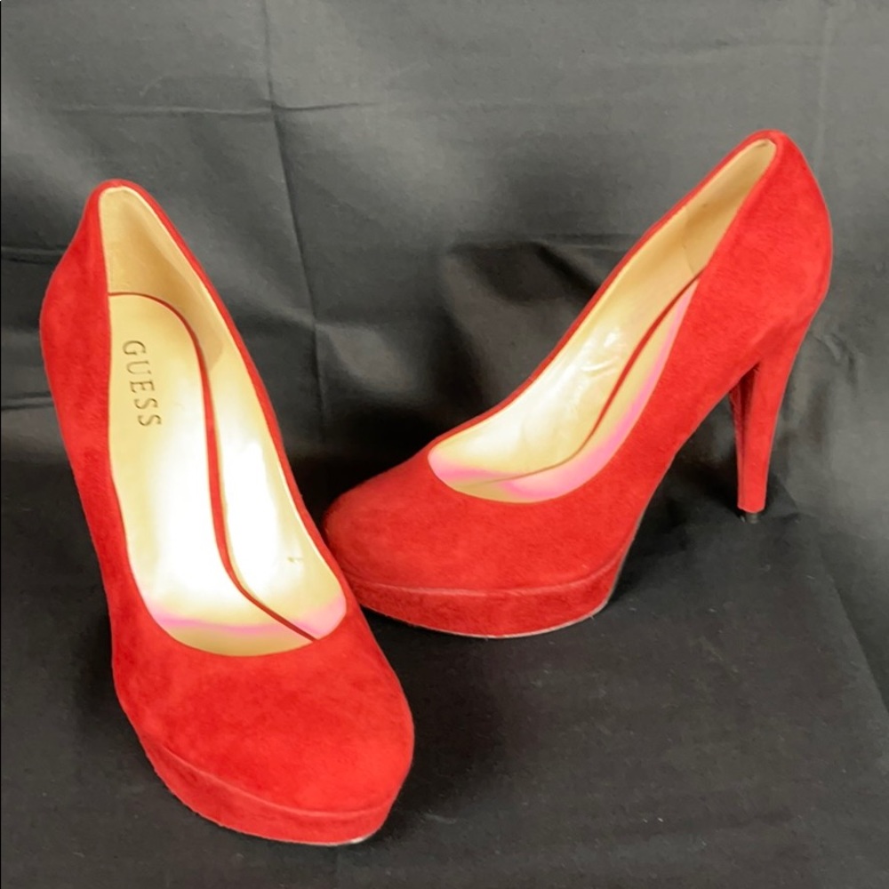 Guess Red-Colored Platform\Heel Shoes